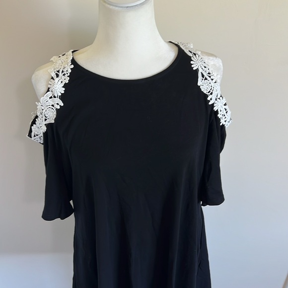 NWT, Large Aoxwomen Cold Shoulder Crewneck Pullover Mini Dress with Pockets. - Picture 9 of 12
